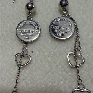 Tiffany& Co. vintage Silver Heart Dangle Earrings very nice